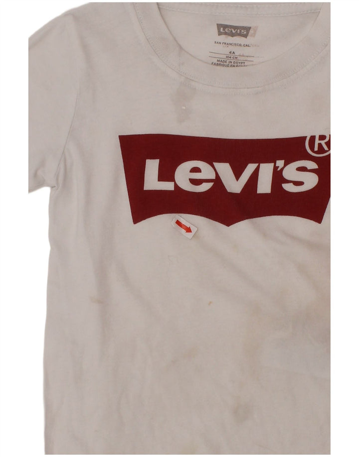 LEVI'S T-Shirt Graphique Garçon 3-4 Ans Blanc Coton