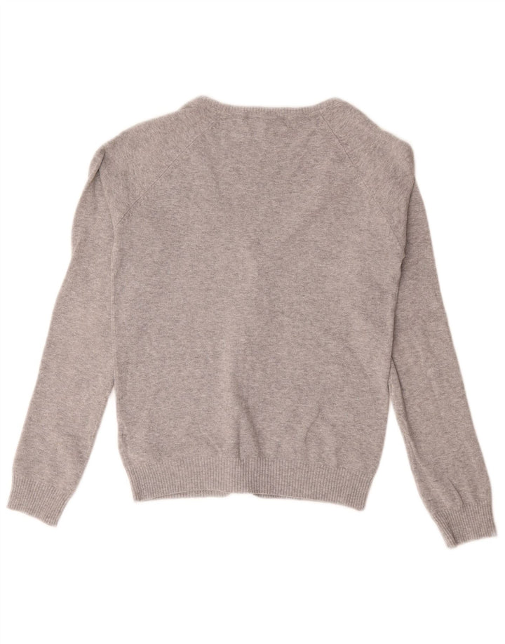 Zara Femme Cardigan Pull UK 10 Petit Gris Coton