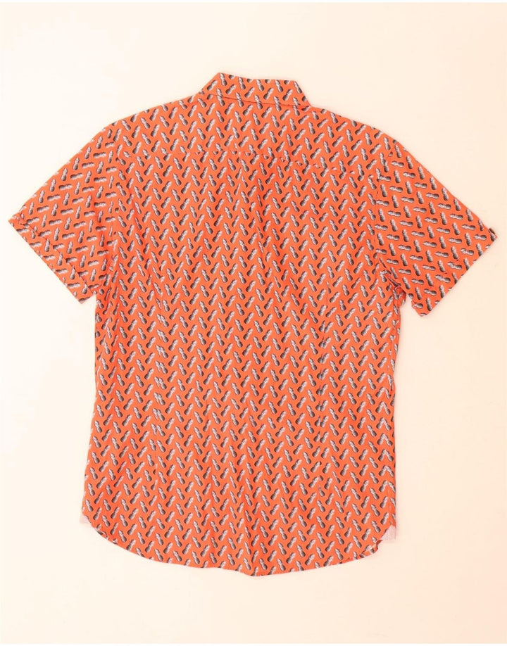 Ted Baker Chemise à manches courtes à motif abstrait pour homme Taille 3 Orange moyen