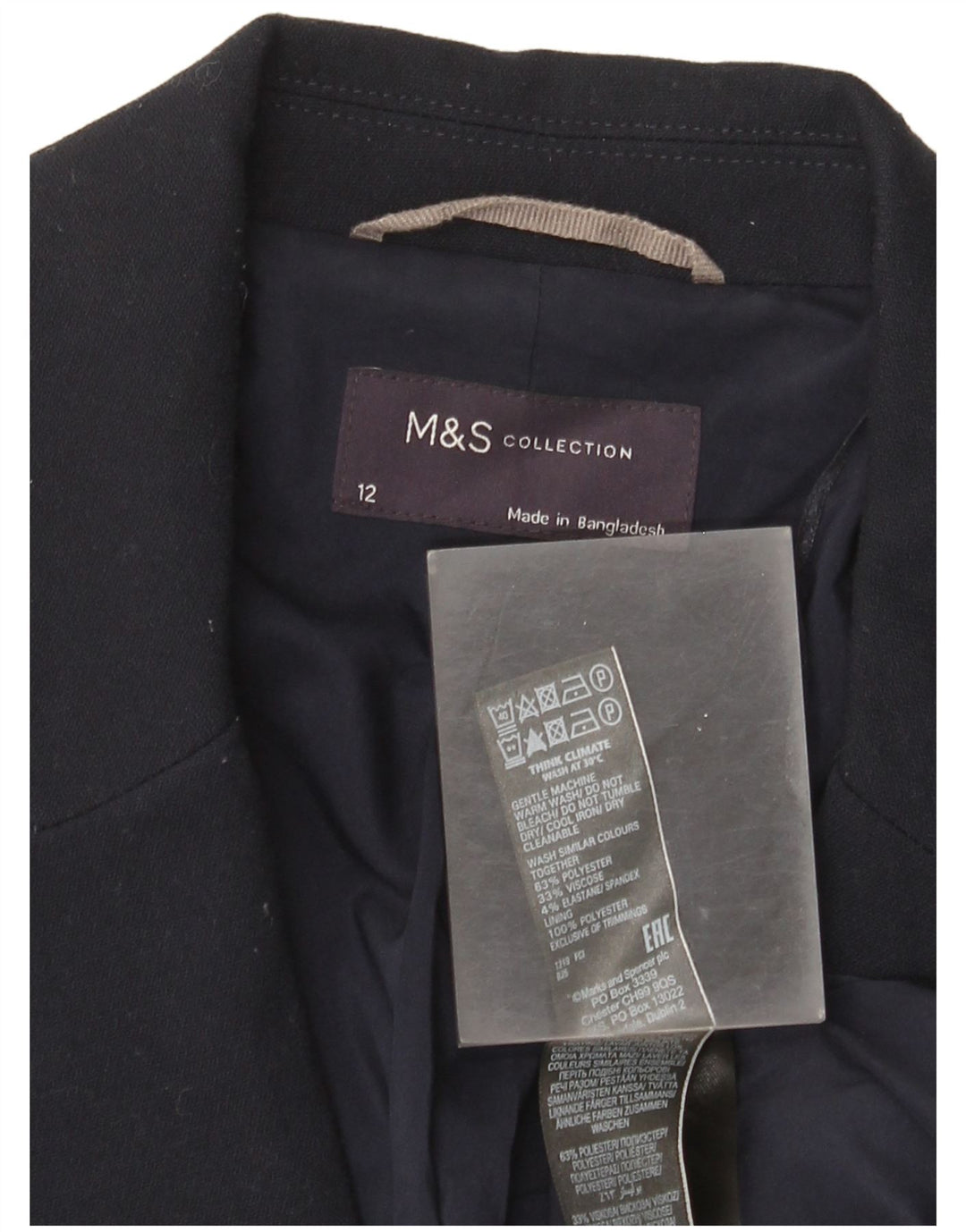 Marks & Spencer Veste blazer à 1 bouton pour femme UK 12 Bleu marine moyen