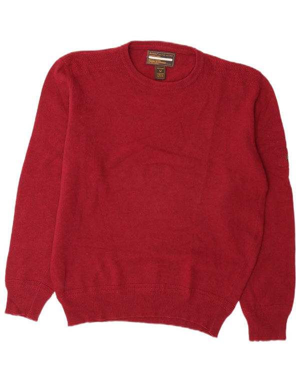 Avirex Pull col rond pour homme XL en laine vierge bordeaux
