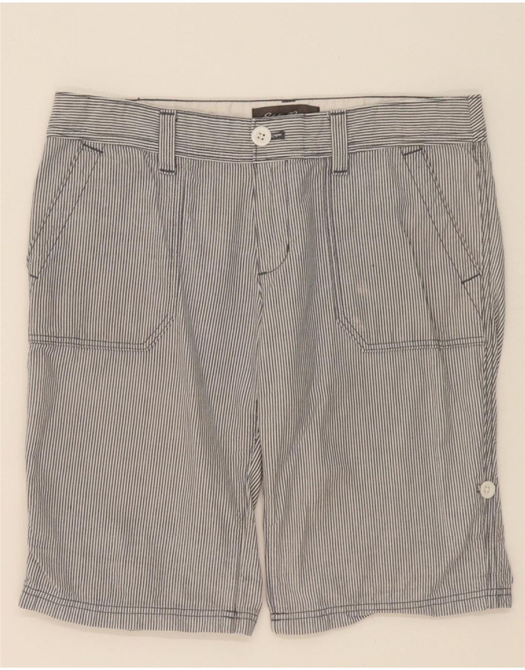 EDDIE BAUER Womens Chino Shorts US 6 Medium W32  Grey Pinstripe Cotton Vintage Eddie Bauer and Second-Hand Eddie Bauer from Messina Hembry 