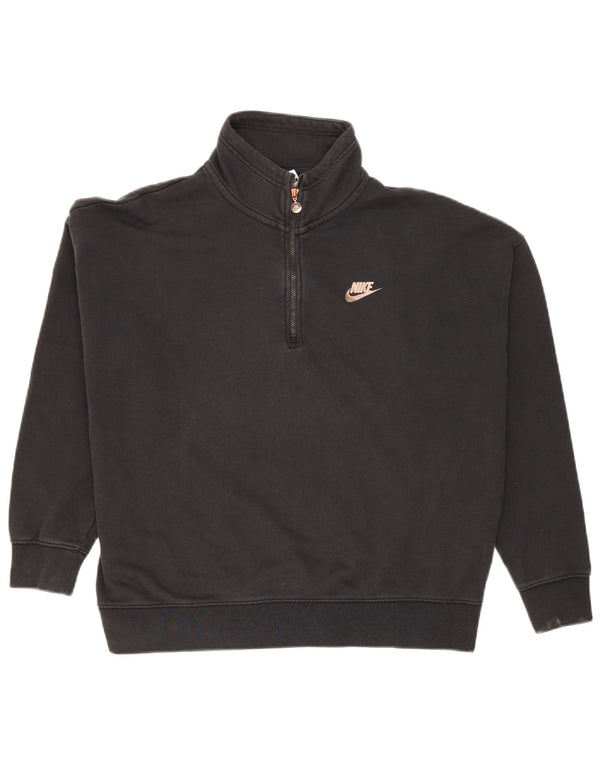 Nike Sweat-shirt surdimensionné à col zippé pour femme UK 14 Noir moyen