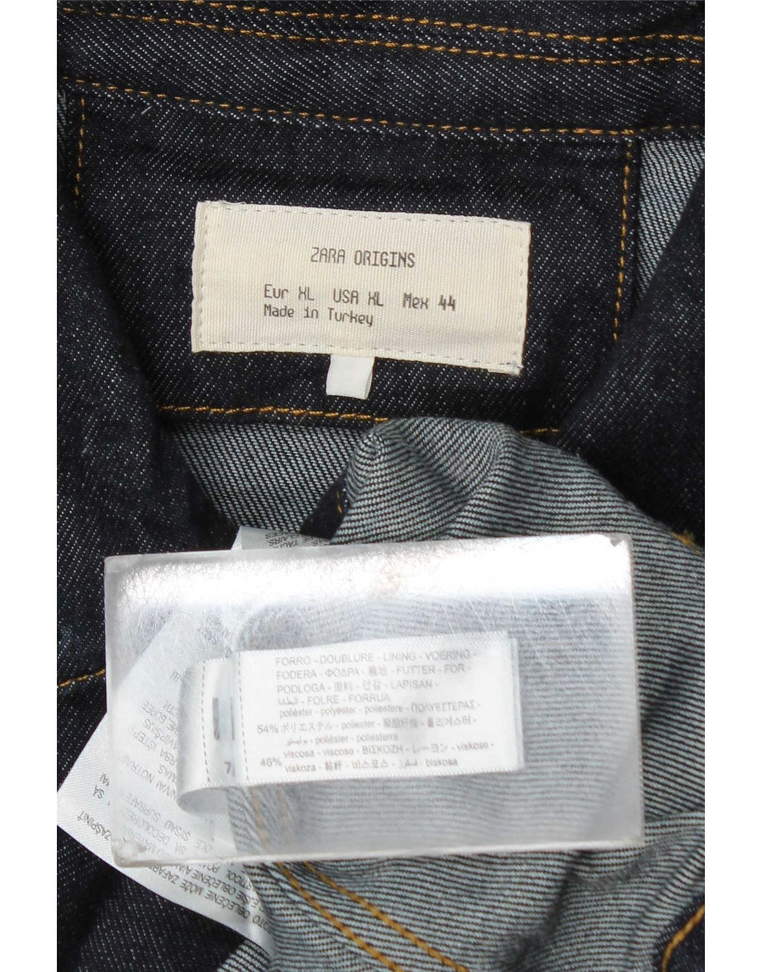 Zara Veste en jean pour homme UK 42 XL Bleu marine Polyester