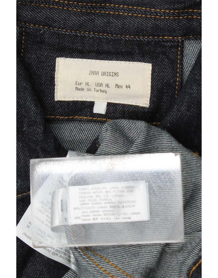 Zara Veste en jean pour homme UK 42 XL Bleu marine Polyester