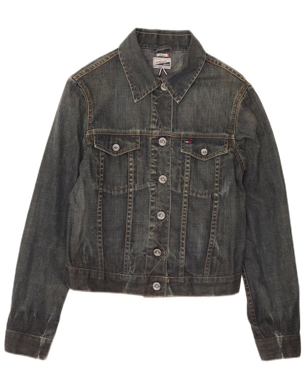 Tommy Hilfiger Veste en jean crop pour femme UK 12 Bleu moyen Coton