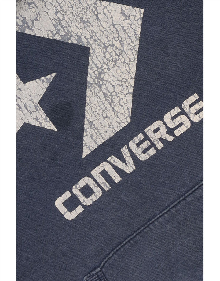 CONVERSE Pull à capuche graphique pour hommes, petit coton bleu