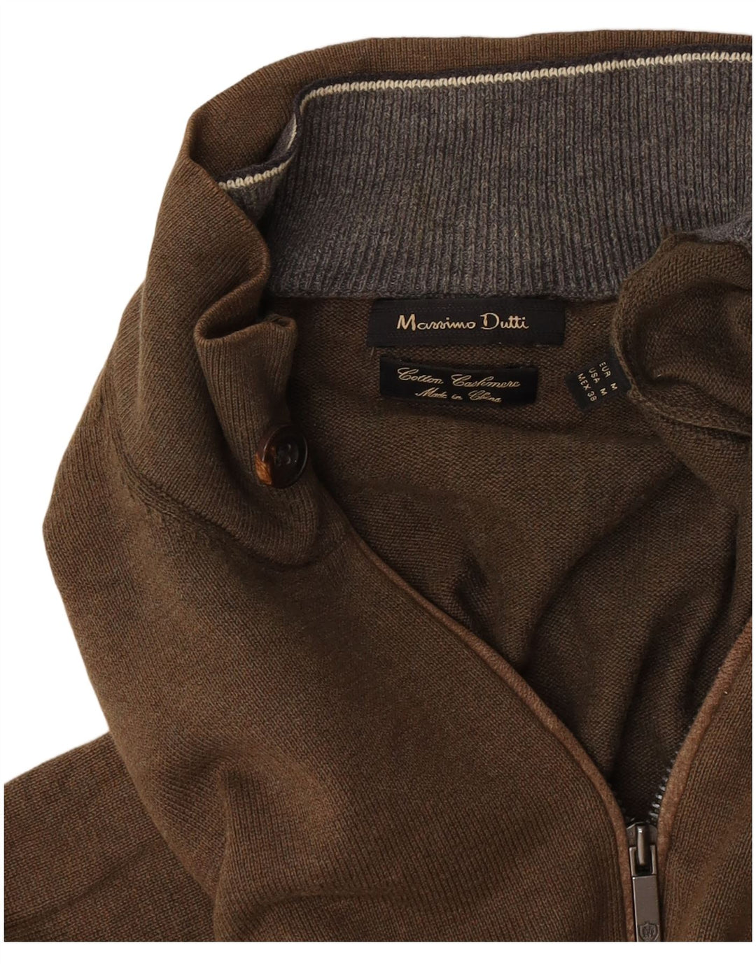 Massimo Dutti Pull Col Zippé Homme Kaki Moyen