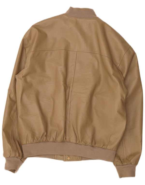 veste bomber en cuir homme vintage UK 42 XL Beige