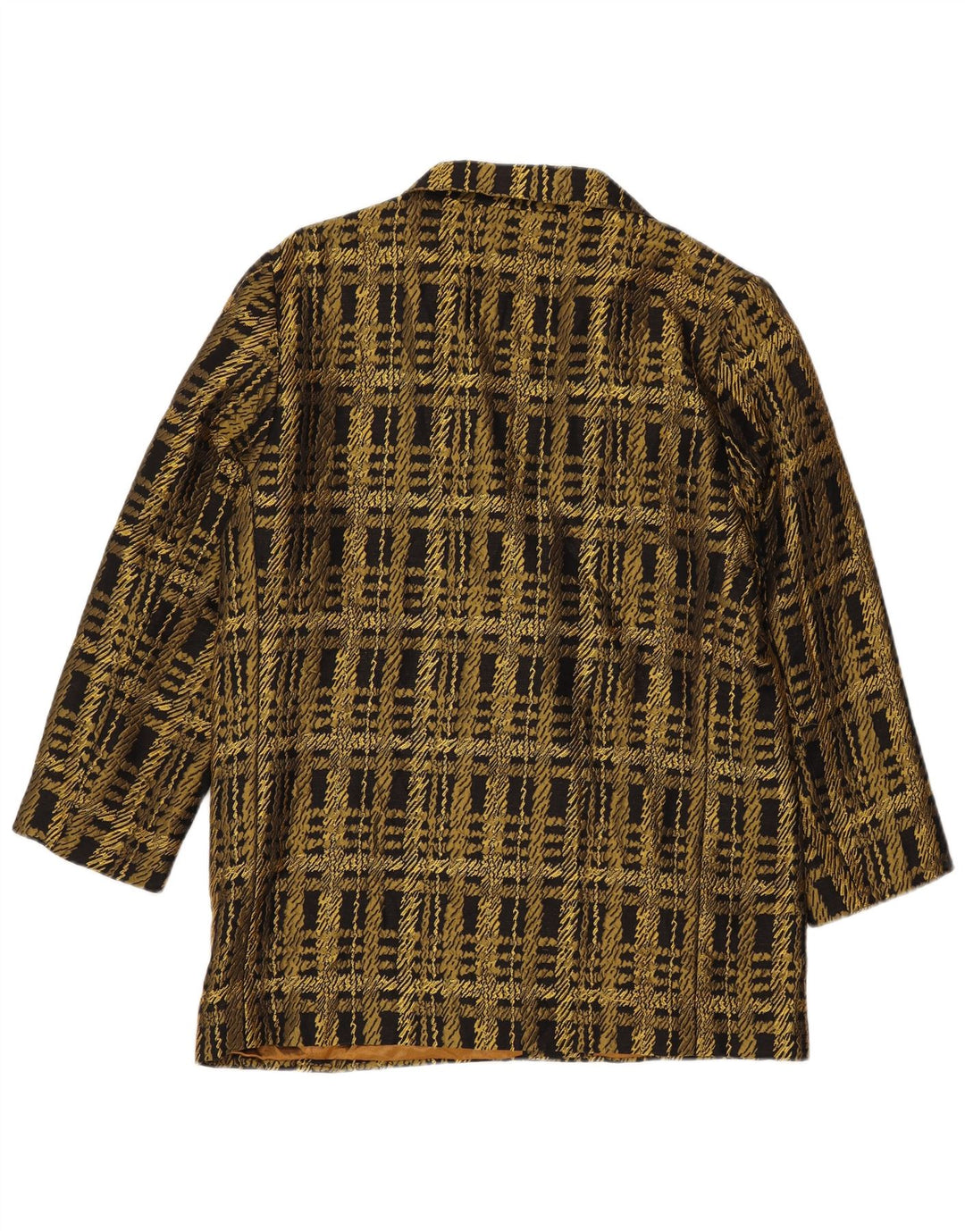 vintage Femme Double Breasted Blazer Veste UK 16 Grand Chèque Or