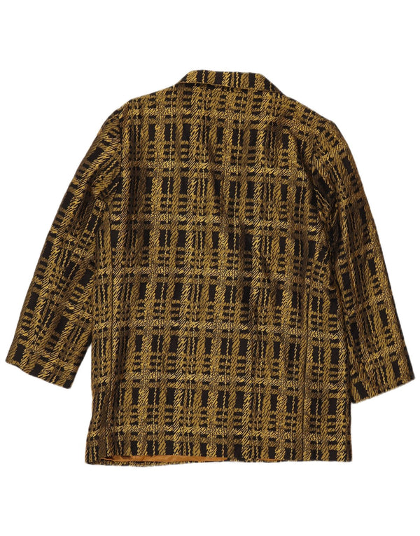 Vintage Womens Double Breasted Blazer Jacket UK 16 Large Gold Check