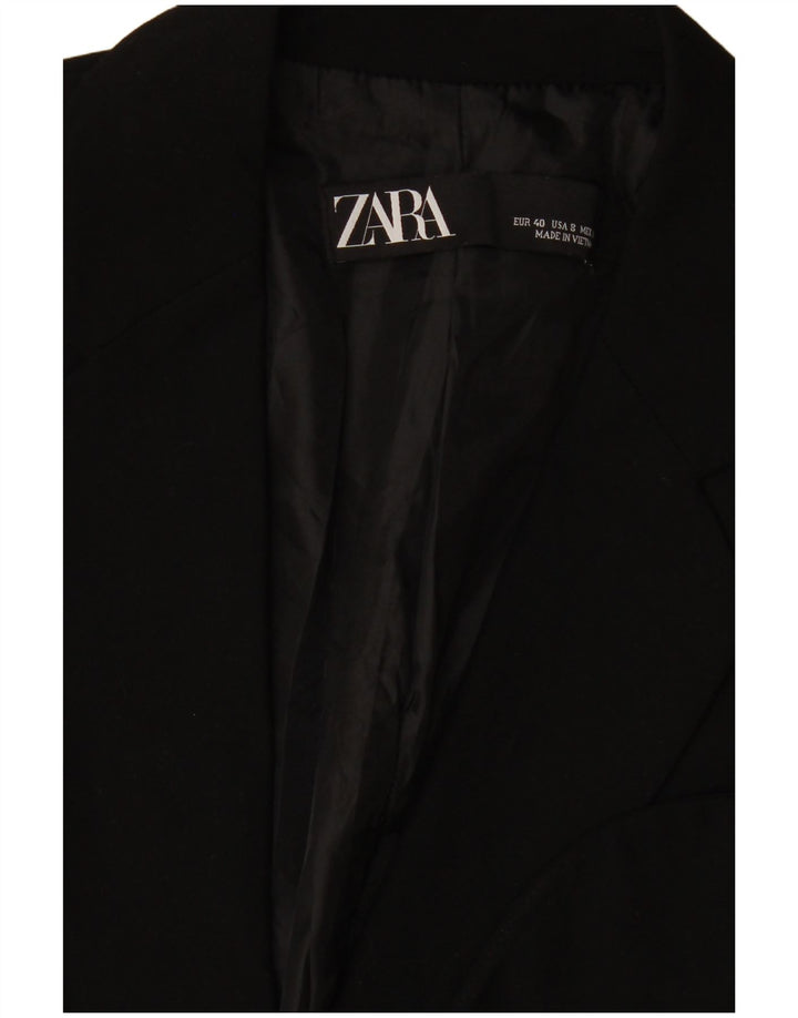 Zara Femme 1 Bouton Blazer Veste EU 40 Moyen Noir