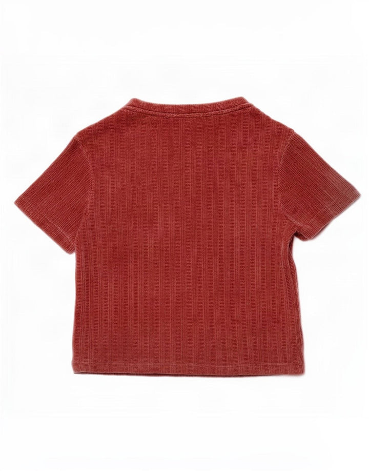 Zara Womens Velour Blouse Top UK 10 Small Rouge Polyester