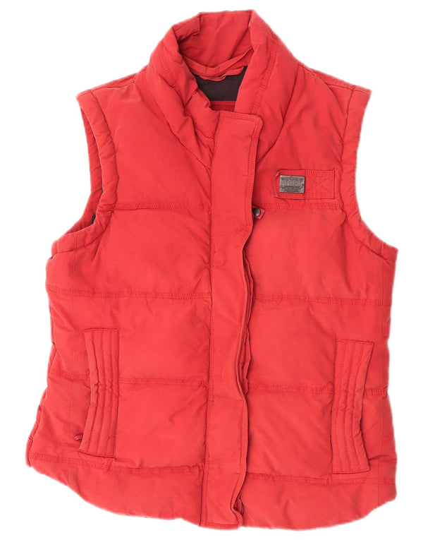 Superdry Femme Gilet Rembourré UK 16 Large Rouge Coton