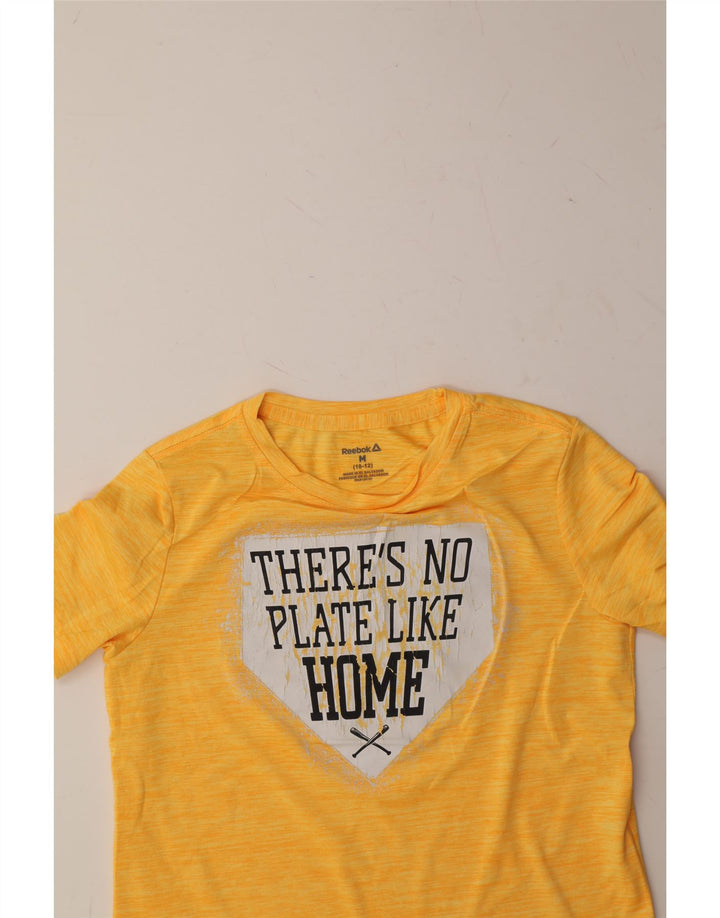 REEBOK Boys Graphic T-Shirt Top 10-11 Years Medium Yellow Flecked Vintage Reebok and Second-Hand Reebok from Messina Hembry 