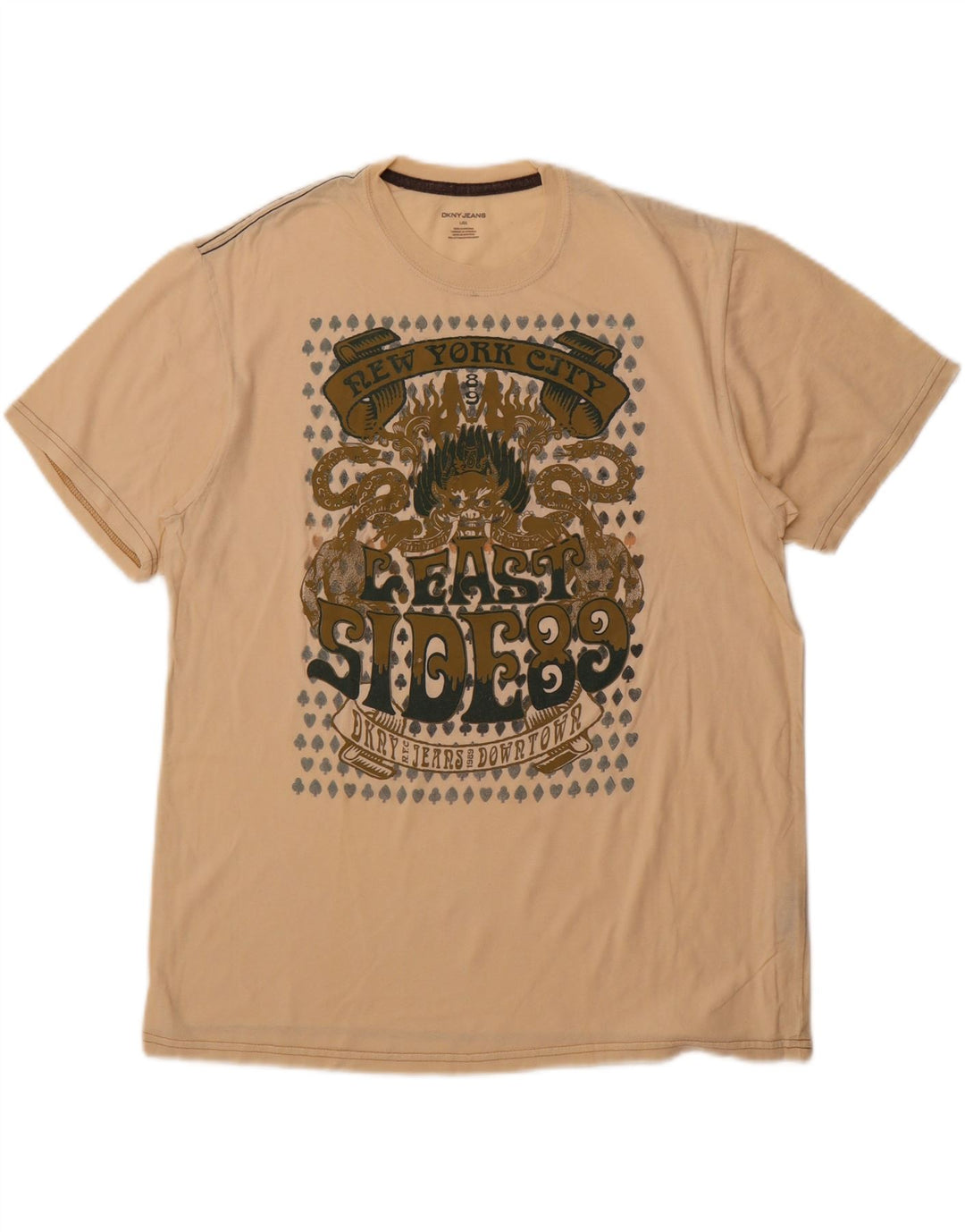 DKNY T-Shirt Graphique Homme Grand Coton Beige