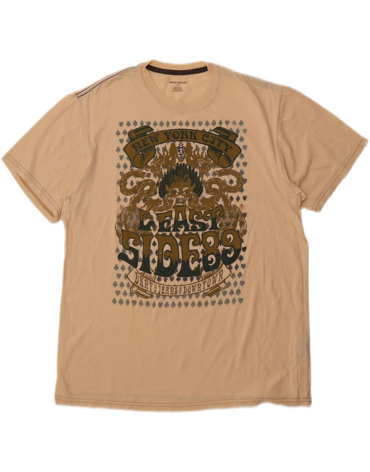 DKNY T-Shirt Graphique Homme Grand Coton Beige