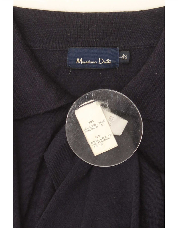 Massimo Dutti Pull col polo pour homme en laine bleu marine Large