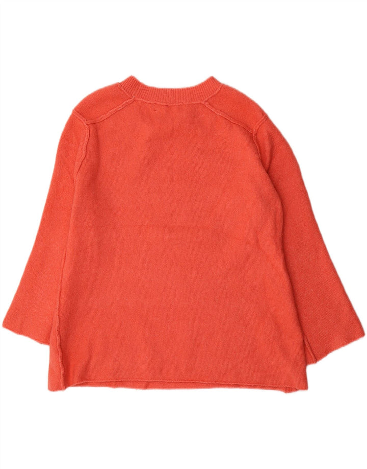 Zara Pull surdimensionné à col bateau pour femme UK 10 Petit Orange Polyester