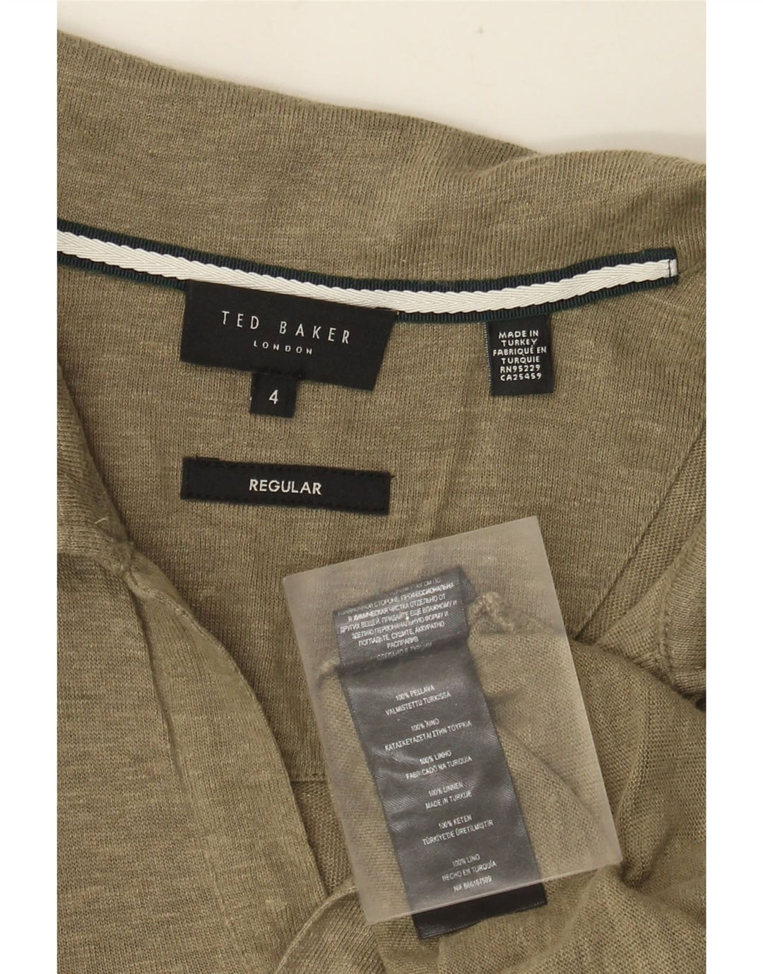 Ted Baker Polo régulier pour homme Taille 4 Large Kaki Lin