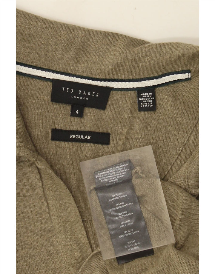Ted Baker Polo régulier pour homme Taille 4 Large Kaki Lin