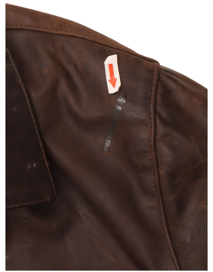 veste en cuir homme vintage UK 44 2XL Marron
