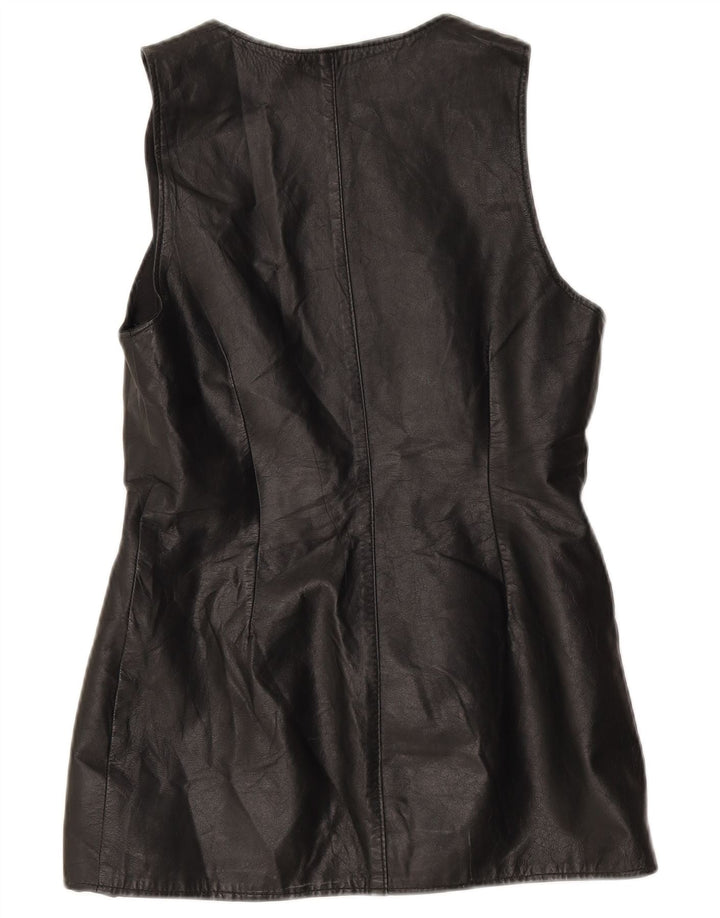 gilet en cuir femme vintage UK 10 Petit Noir