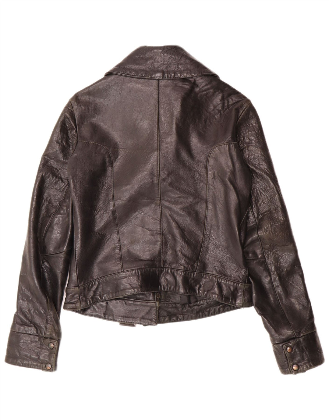 Veste en cuir femme vintage IT 44 Motard en cuir noir moyen
