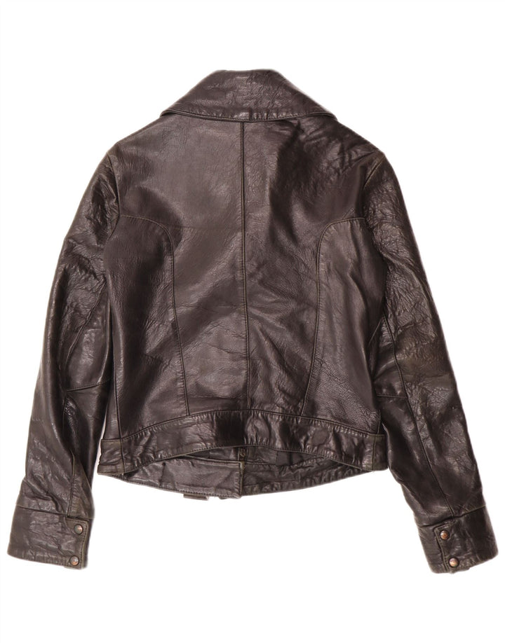 Veste en cuir femme vintage IT 44 Motard en cuir noir moyen