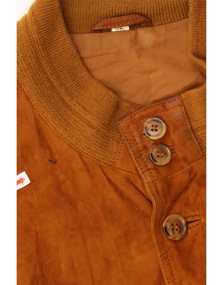 Veste Bomber En Daim Vintage Homme IT 52 XL Cuir Marron