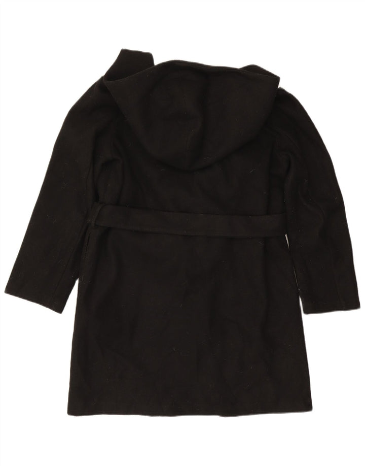 Zara Manteau à capuche pour femme UK 44 Medium Noir Polyester