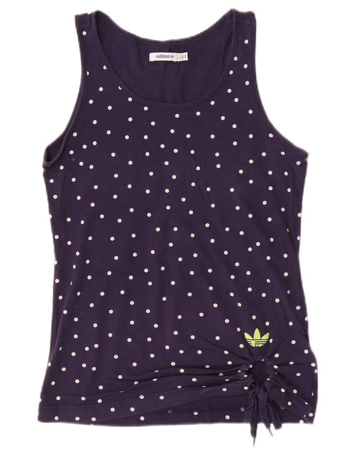 Adidas Femme Débardeur IT 46 Moyen Bleu Marine À Pois Coton