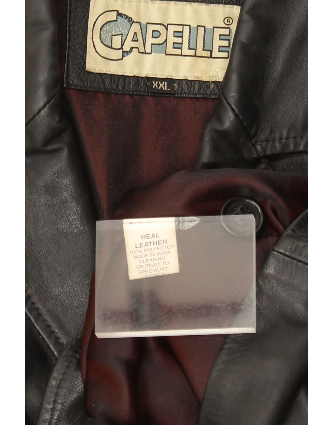 CAPELLE Veste blazer en cuir à 4 boutons pour homme UK 44 2XL Cuir noir