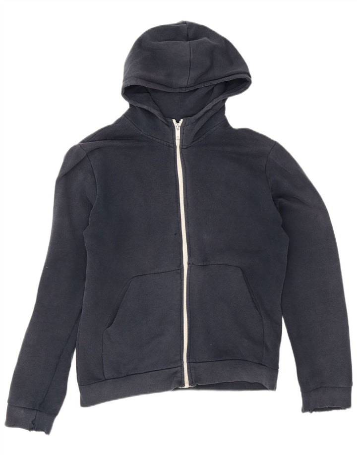 Zara Pull À Capuche Zippé Homme Bleu Marine Moyen Coton
