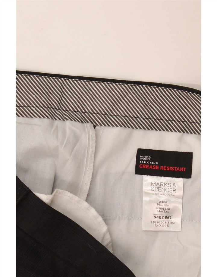 Marks & Spencer Pantalon de Costume Droit Homme W36 L33 Noir Polyester