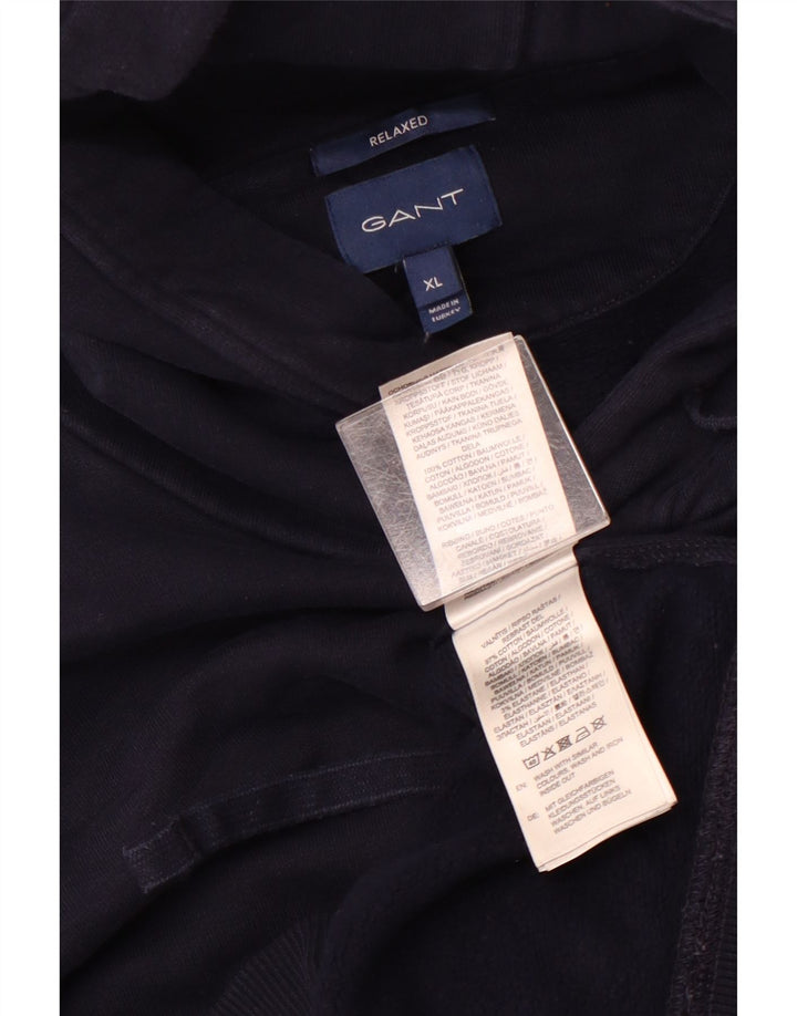 GANT Pull à capuche coupe décontractée pour homme XL Bleu marine Coton