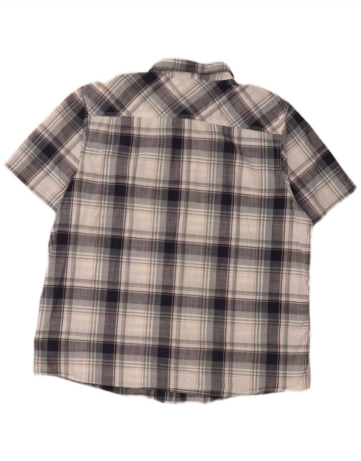 WEIRD FISH Chemise à manches courtes pour homme 2XL en coton à carreaux bleu marine