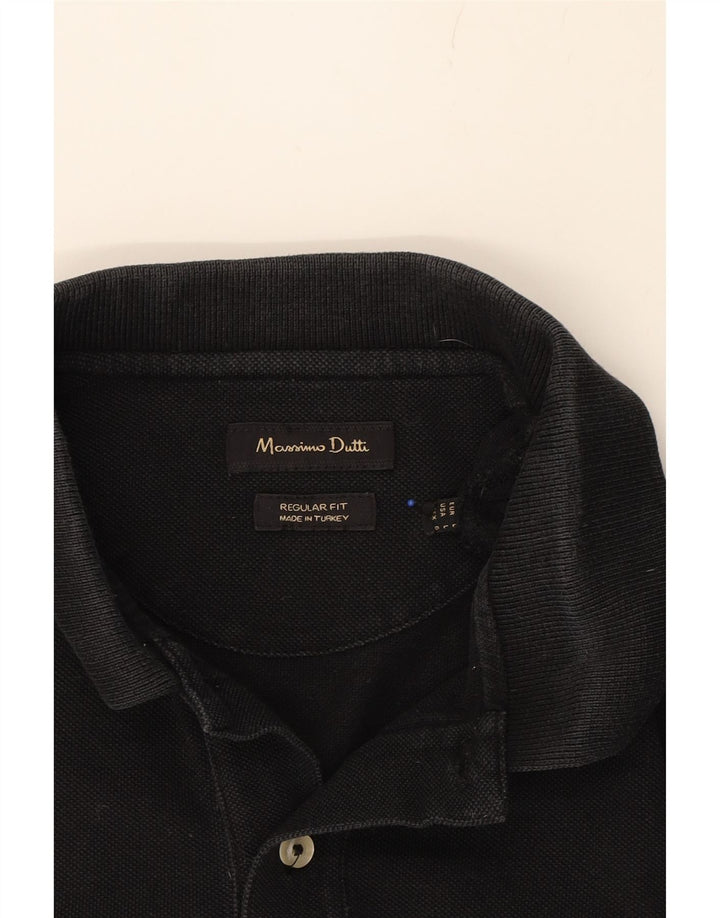 MASSIMO DUTTI Mens Regular Fit Polo Shirt Large Black Cotton Vintage Massimo Dutti and Second-Hand Massimo Dutti from Messina Hembry 