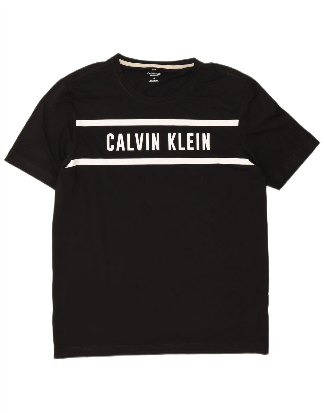 Calvin Klein T-Shirt Graphique Homme Noir Moyen Polyester Colorblock