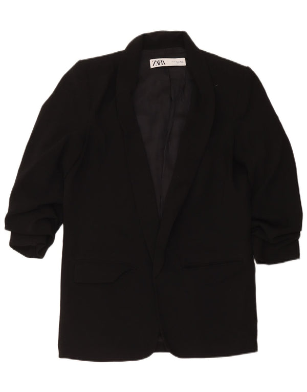 Zara Veste Blazer Ouverte Femme UK 10 Petit Noir