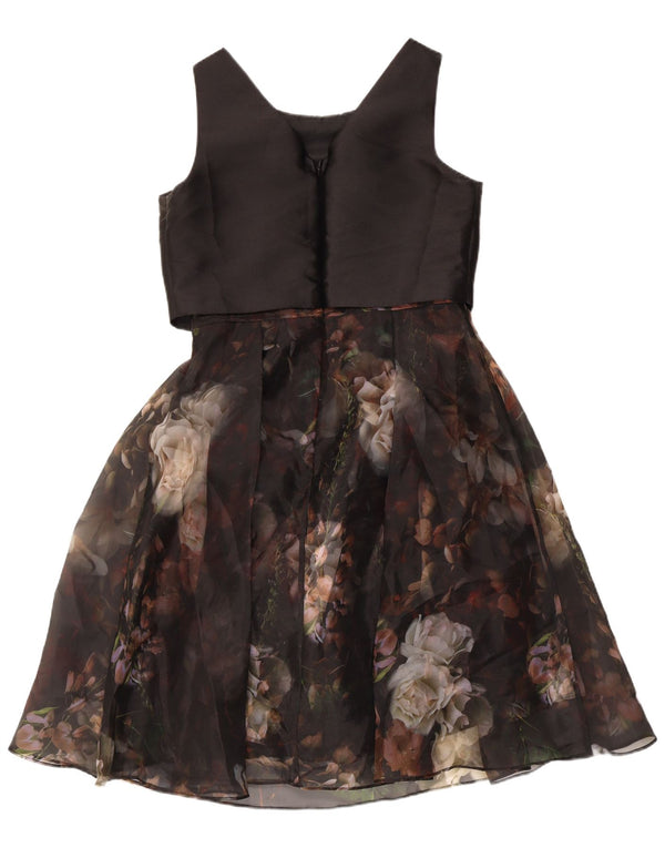 Coast Robe trapèze sans manches pour femme UK 42 Medium Noir Floral Polyester