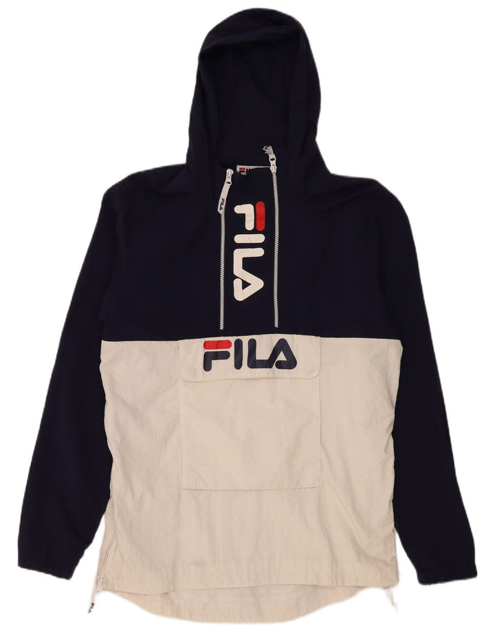 Fila Veste de pluie à capuche pour homme UK 36 Small Bleu marine Colourblock