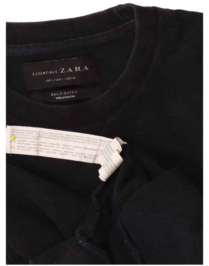 Zara Homme Sweatshirt Jumper Large Bleu Marine Coton