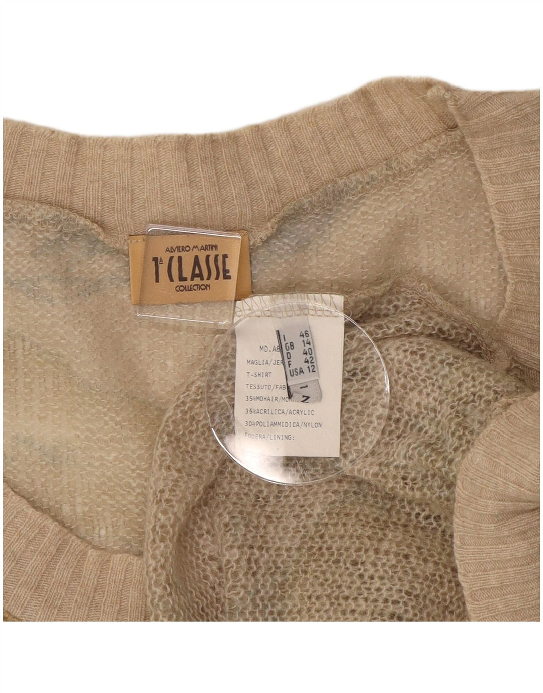 ALVIERO MARTINI Pull col bateau pour femme UK 14 Beige moyen