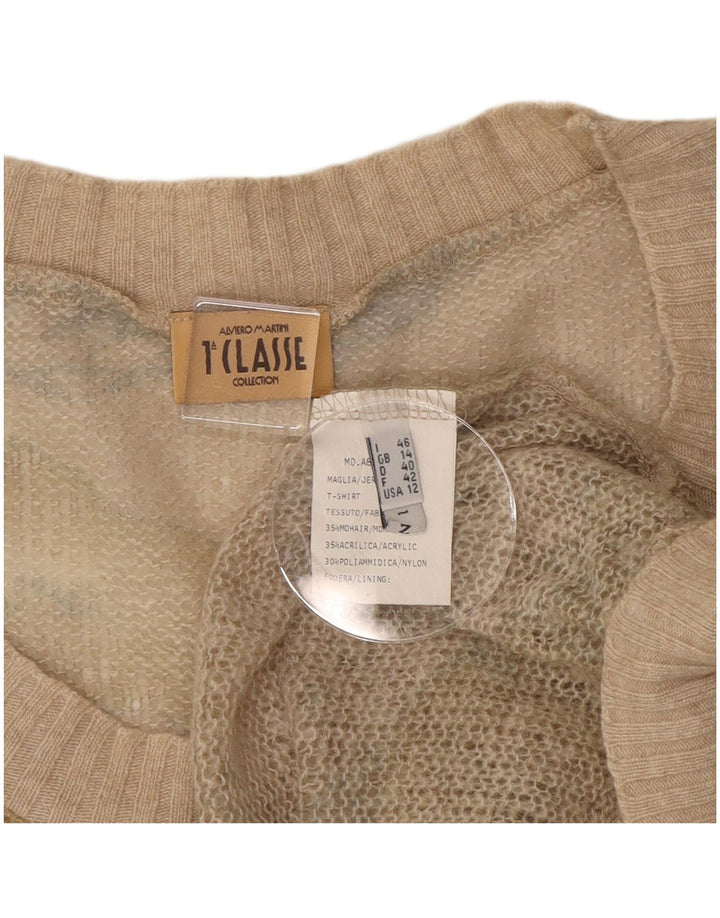 ALVIERO MARTINI Pull col bateau pour femme UK 14 Beige moyen
