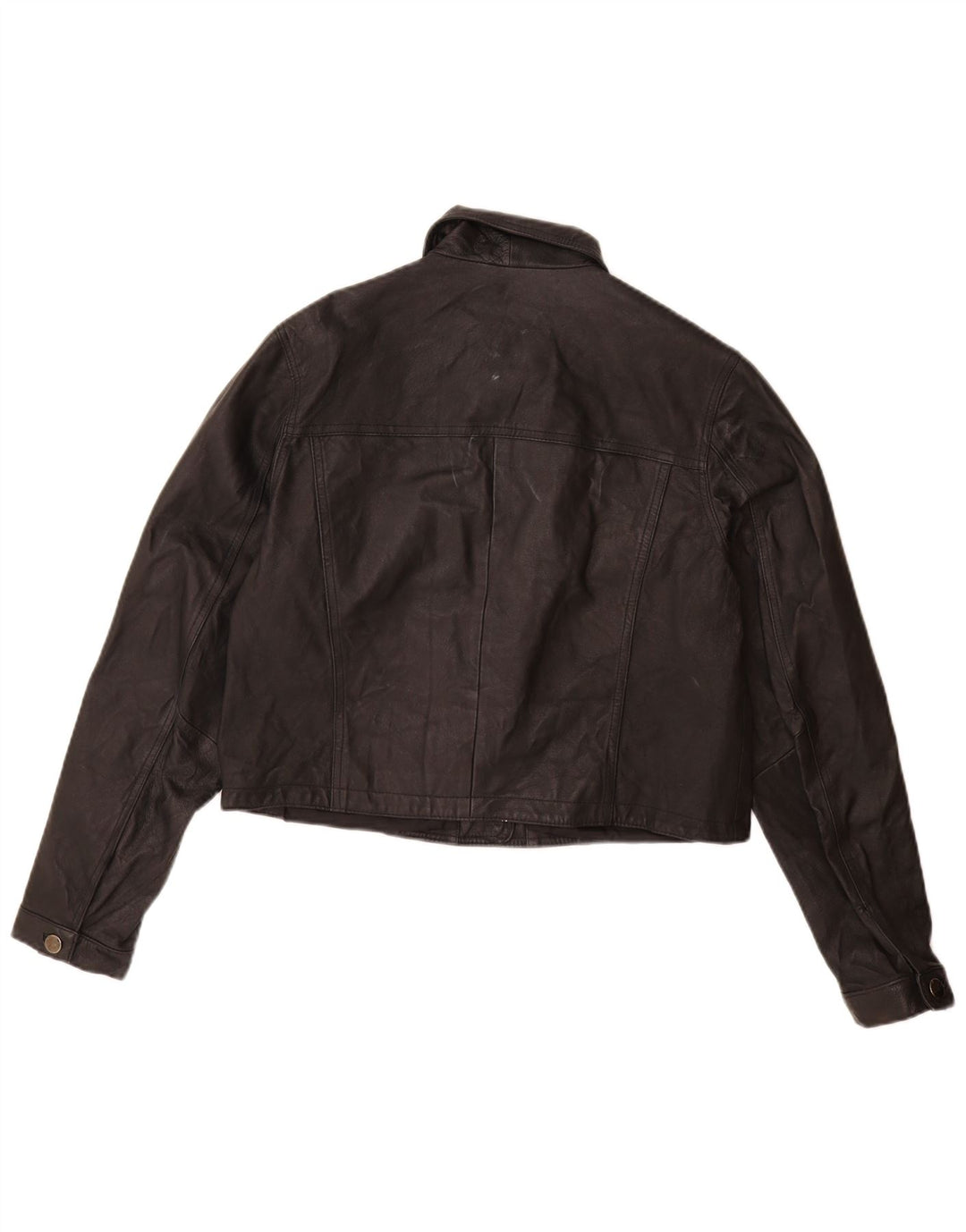 veste en cuir femme vintage UK 16 Grand cuir noir