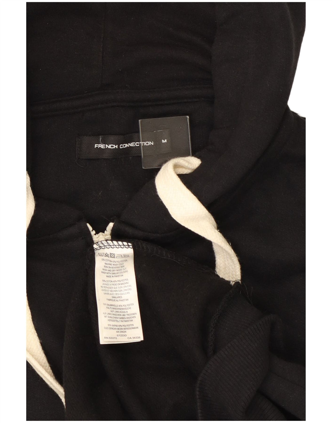 French Connection Sweat à Capuche Zippé Homme Noir Moyen Coton