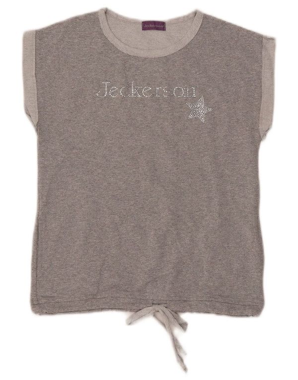 Jeckerson T-Shirt Graphique Fille 11-12 ans Gris Moucheté Coton