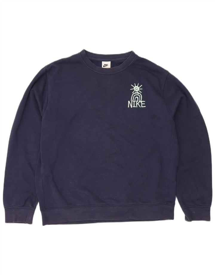 Nike Sweat-shirt graphique en coton bleu marine moyen pour homme