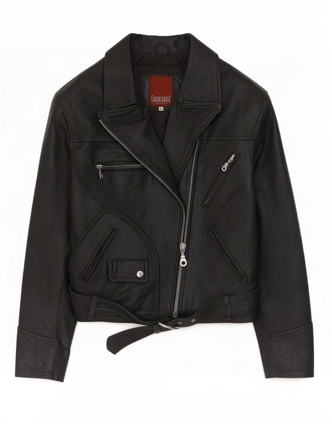 veste de motard en cuir femme vintage IT 44 Noir moyen